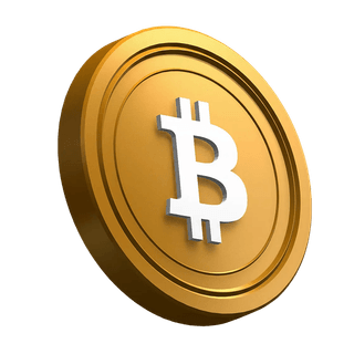 Moneda Bitcoin BTC mostrada inclinada como recurso visual en la sección principal