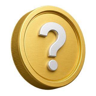 En página de FAQ, moneda 3D dorada con signo de pregunta como elemento decorativo